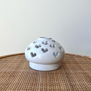 Vintage Ceramic Heart Tea Light Candle Holder Lantern